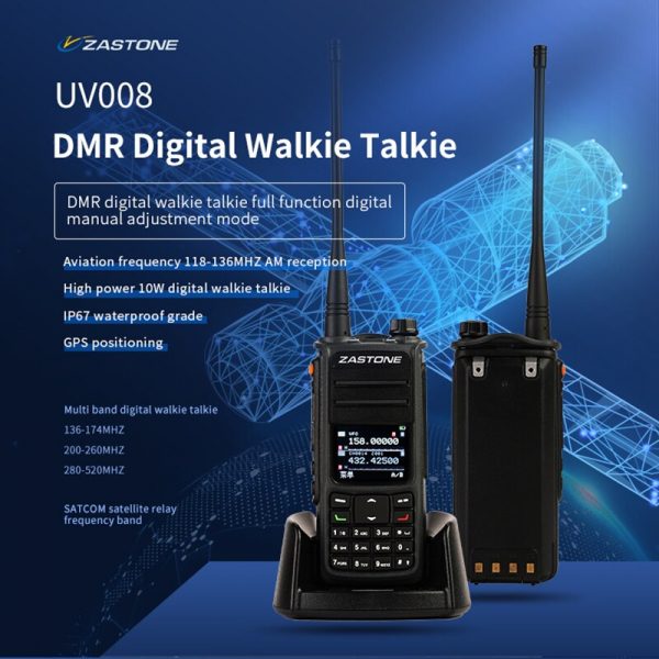 2PCS ZASTONE UV008 Waterproof 10W DMR Walkie Talkie Tri Band 136-174MHz 200-260MHz 280-520MHz Digital Two Way Radio - Image 2