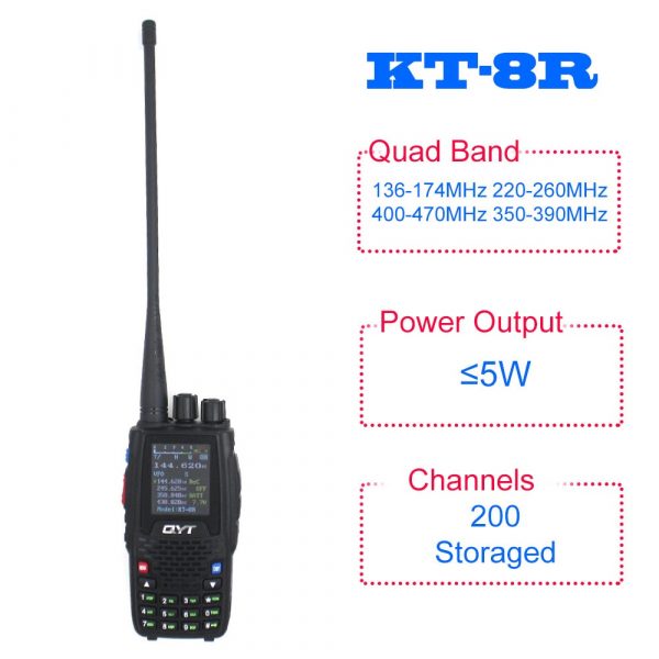 QYT KT-8R Quad Band Handheld Radio 136-174MHz 220-260MHz 400-480MHz 350-390MHz KT8R Two Way Radio - Image 2