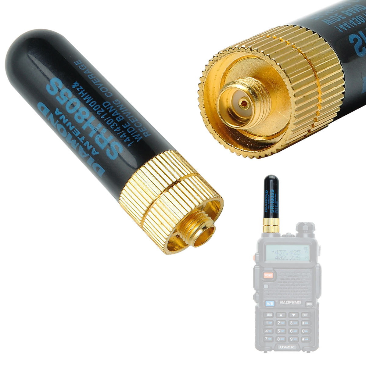 Diamond SRH805S SMA-Female/SMA-Male/BNC Antenna Dual Band Mini