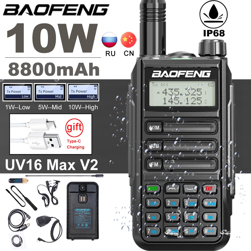 2023 Nuevo Walkie Talkie Impermeable Bf Uv 16 Pro Mate Radio