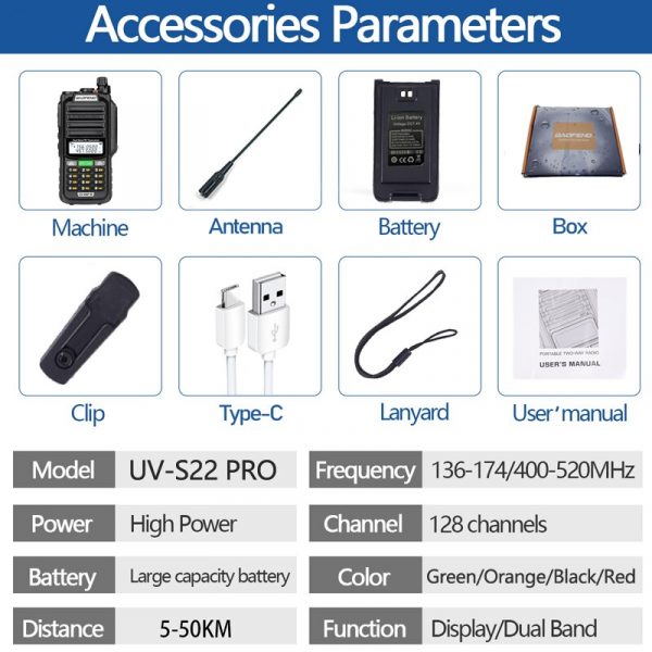 Baofeng UV-S22 PRO 10W Power IP68 Waterproof Walkie Talkie Type-C Charger N771 UHF VHF Long Range Radio - Image 6