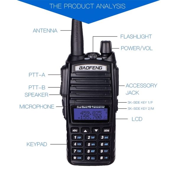 Baofeng UV-82 Dual PTT Portable Walkie Talkie VHF UHF Amateur Two Way Radio - Image 5