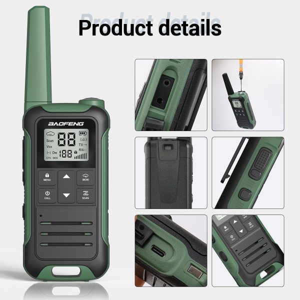 Baofeng F22 Mini Walkie Talkie PMR446 FRS Long Range Portable Two-way Radio LCD Display Type-C Charger for Hunting - Image 5
