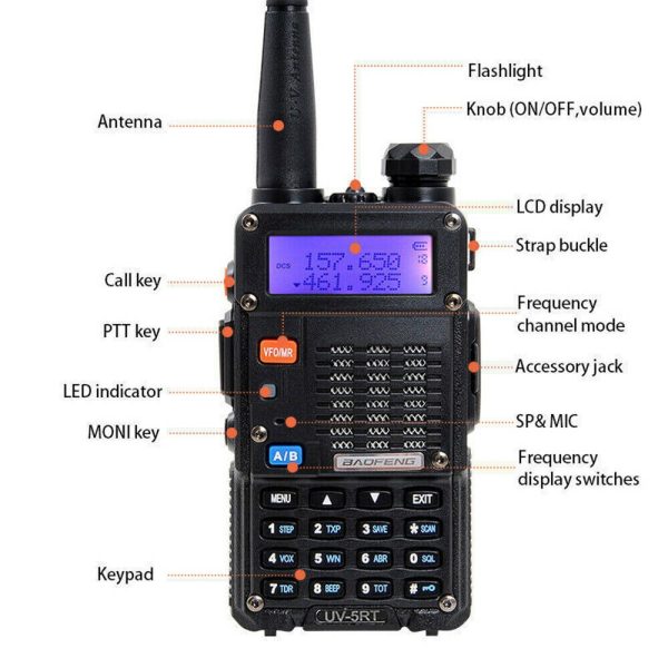 Baofeng UV-5RT Tri-Power Professional Walkie Talkie VHF 136-174MHz UHF 400-520MHz Two Way Radio with Headset - Image 3
