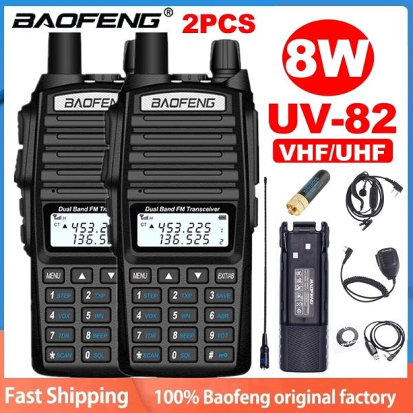 Baofeng UV-82 Walkie Talkie Dual Band Radio HF Transceiver High Power 8W 2 Way Long Distance Radio