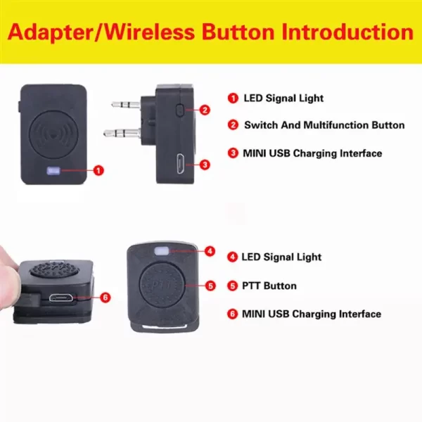 Walkie Talkie Bluetooth Headset Wireless Rotatable 2 Way Radio USB Charging LED Battery Earpiece - Image 5