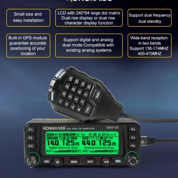 DM9100 25W 4FSK/FM VHF/UHF Wide-band Reception Dual Time Slots Dual Standby Dual Display Digital + Analog Mode GPS APRS - Image 2