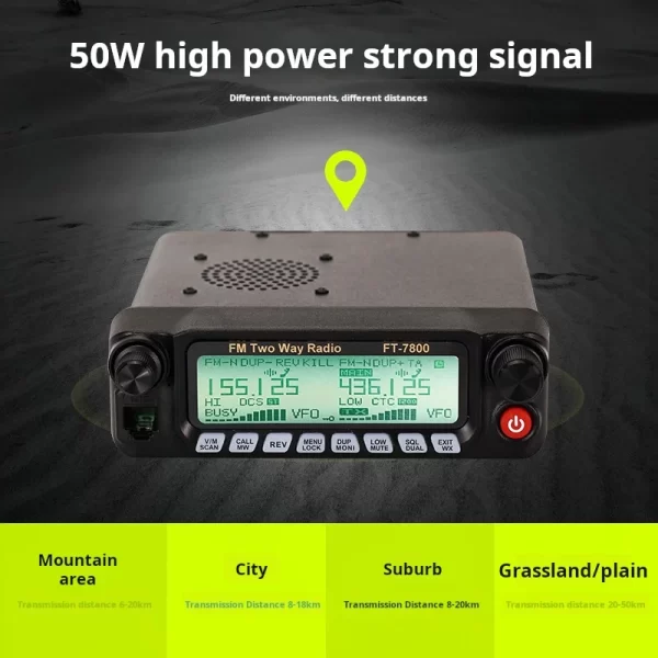 FT-7800 car mounted 50W high-power UV dual band dual band car radio intercom self driving tour outdoor FM car station - Image 2