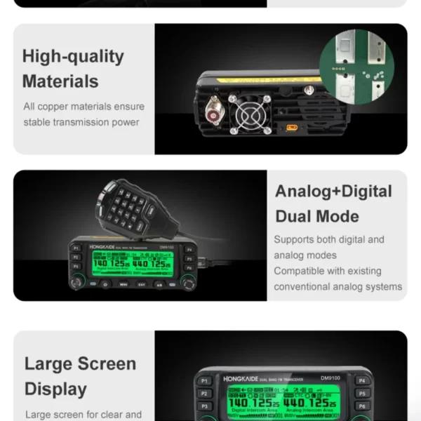 DM9100 25W 4FSK/FM VHF/UHF Wide-band Reception Dual Time Slots Dual Standby Dual Display Digital + Analog Mode GPS APRS - Image 3