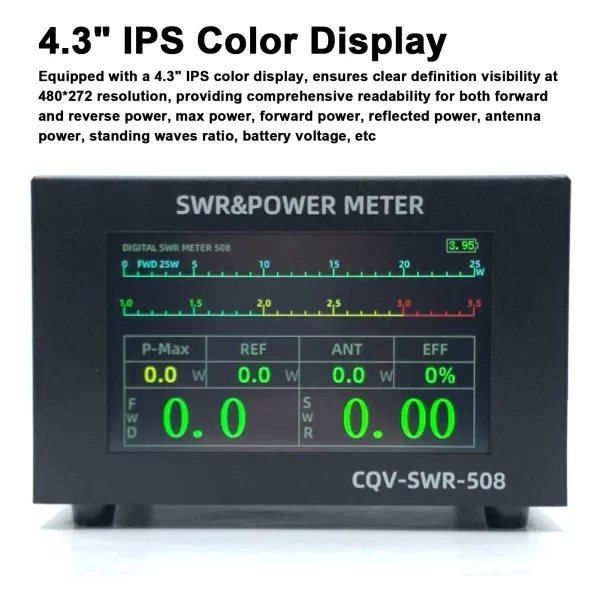 200W High Power Digital SWR Meter with 1.8-54Mhz Frequency 4.3 Inch IPS Color Display Auto Shut-off and Fine-Tuning Capabilities - Image 2