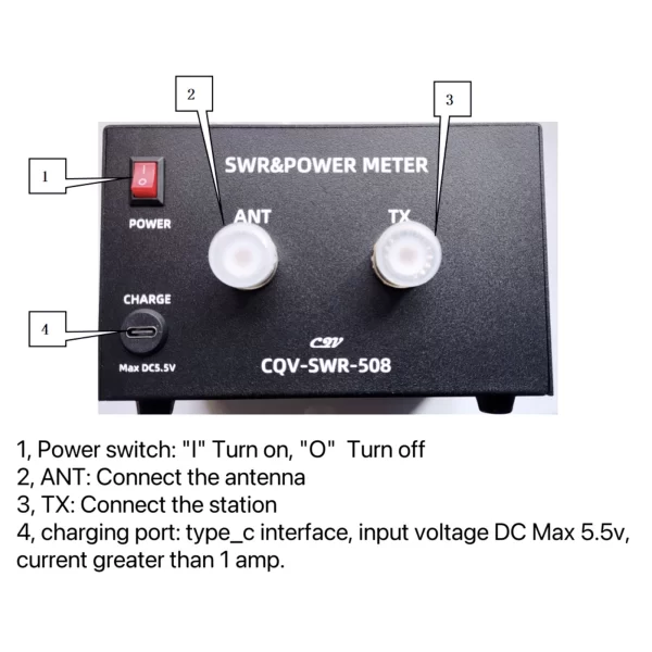200W High Power Digital SWR Meter with 1.8-54Mhz Frequency 4.3 Inch IPS Color Display Auto Shut-off and Fine-Tuning Capabilities - Image 3