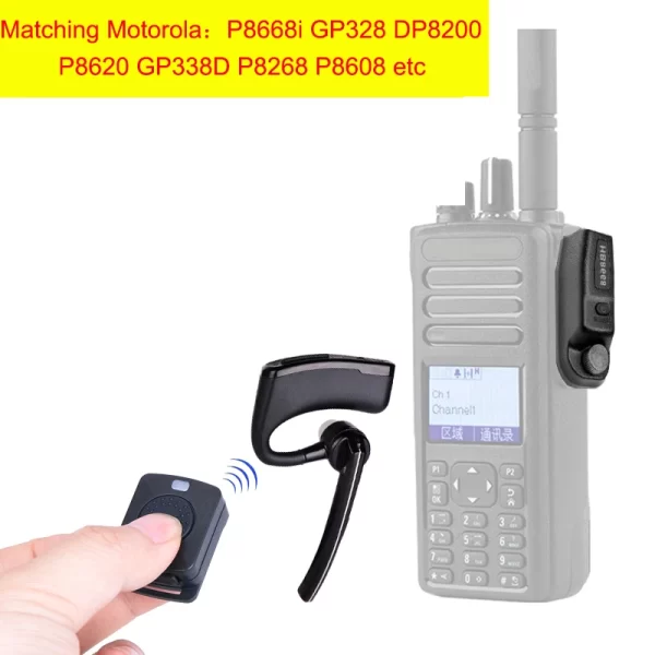 Walkie Talkie Wireless Earpiece Bluetooth Headset Two Way Radio BT Earphone For Motorola P8668i GP328 DP8200 P8620 GP338D P8268