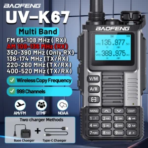 Baofeng UV-K67 Walkie Talkie Multi Band Wireless Copy Frequency 999CH Type-C DTMF NOAA UV-5R UV-K61 UV-K5(99) Two-Way Ham Radio