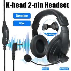 PTT VOX MIC Flexible Earphone Bi-directional Radio Headset for Baofeng UV-21 Pro UV-5R Quansheng UV-K5(8) UV-K6 Walkie Talkies