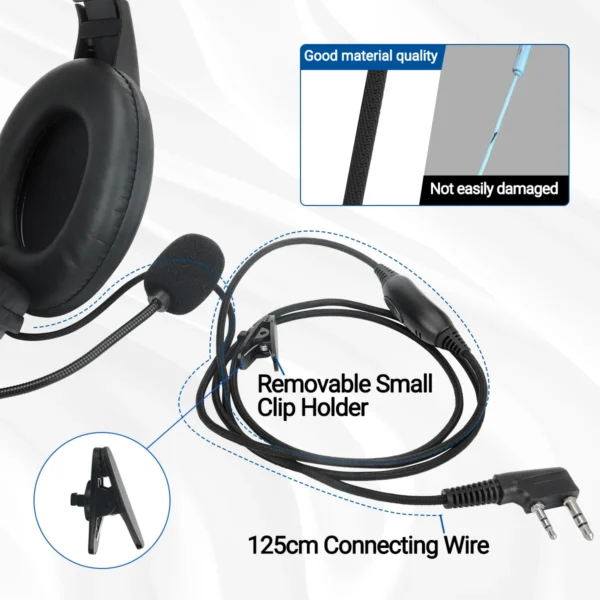 PTT VOX MIC Flexible Earphone Bi-directional Radio Headset for Baofeng UV-21 Pro UV-5R Quansheng UV-K5(8) UV-K6 Walkie Talkies - Image 3