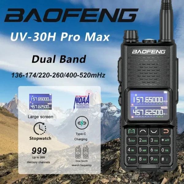 Baofeng UV-30H Pro Max 13W Walkie Talkie Tri-Band Type-C Charging FM High Power NOAA 999 Channel Long Range Two Way Radio - Image 2