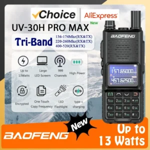 Baofeng UV-30H Pro Max 13W Walkie Talkie Tri-Band Type-C Charging FM High Power NOAA 999 Channel Long Range Two Way Radio