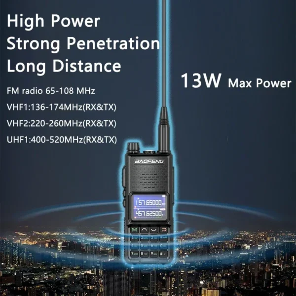 Baofeng UV-30H Pro Max 13W Walkie Talkie Tri-Band Type-C Charging FM High Power NOAA 999 Channel Long Range Two Way Radio - Image 3