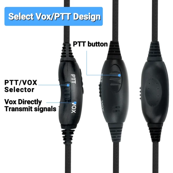PTT VOX MIC Flexible Earphone Bi-directional Radio Headset for Baofeng UV-21 Pro UV-5R Quansheng UV-K5(8) UV-K6 Walkie Talkies - Image 4