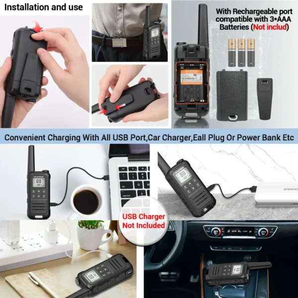 2pcs/lot Baofeng F22 PMR FRS Mini Walkie Talkie Waterproof Type-C Licence-free NOAA Portable Two Way Ham Radio for Hunting - Image 3