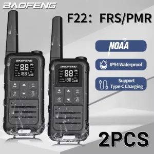 2pcs/lot Baofeng F22 PMR FRS Mini Walkie Talkie Waterproof Type-C Licence-free NOAA Portable Two Way Ham Radio for Hunting
