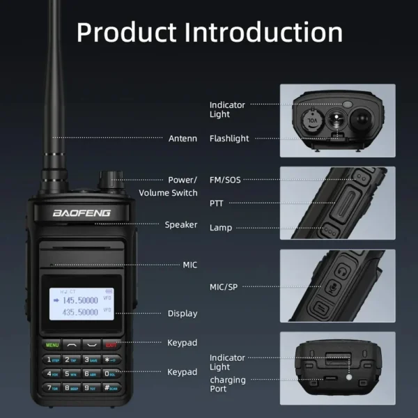 2pcs Baofeng UV-15 Pro Max V2 10W High Power Walkie Talkie Long Range 999CH UHF VHF Dual Band CB FM Radio Two Way Radio - Image 3