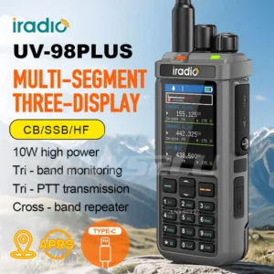 Iradio UV-98 Plus With GPS Walkie Talkie 10W High Power Cross Band Repeater USB LSB CW CB SW MW LW SSB HF Multi Band Ham Radio