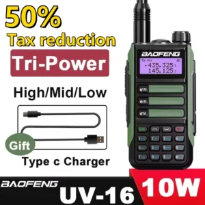 Baofeng UV-16 Professional Walkie Talkie Type-C Charger Long Range Two Way Radio
