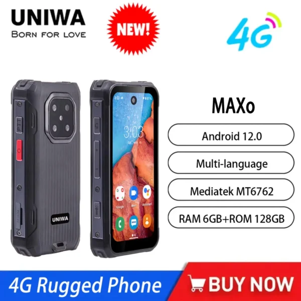 NEW UNIWA MAXo 4G Mini Rugged Smartphone 3.88 Inch Small IPS Screen 6GB+128GB IP68 Android12 3000mAh Face ID Unlock Phone