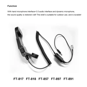 Handheld H250 Emergency Communication Microphone Speaker For YAESU FT-817 FT-818 FT-857 FT-897 Transceiver Radio Moving Coil Microphone