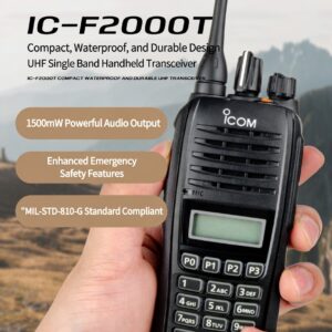 Compact Chassis ICOM IC-F2000T UHF Analog Radio IP67 Waterproof Rugged Commercial Walkie Talkie